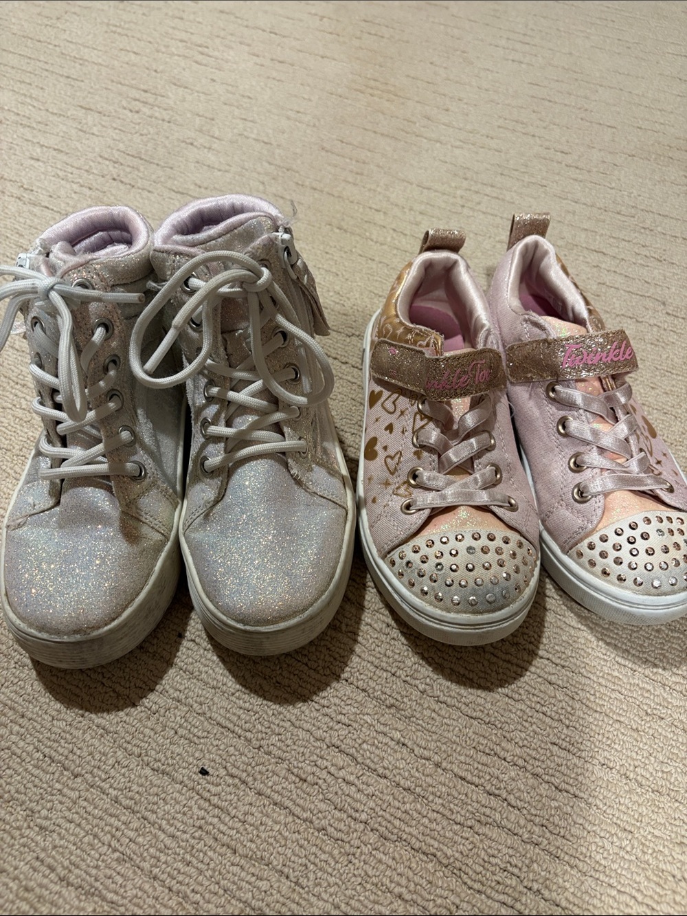 Sparkle Pink Kids Sneakers with Stud Accents